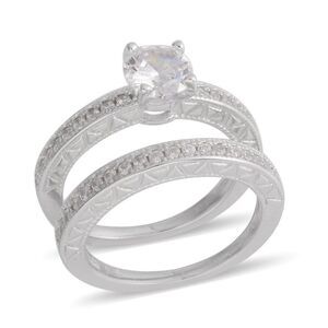 Sterling Silver Set of 2 Ring (Size 6) TGW 2.18 ct